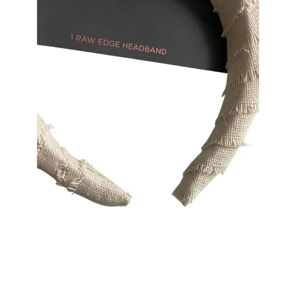 Hairitage by Mindy McKnight Raw Edge Headband Beige Linen Textured Boho Hairband